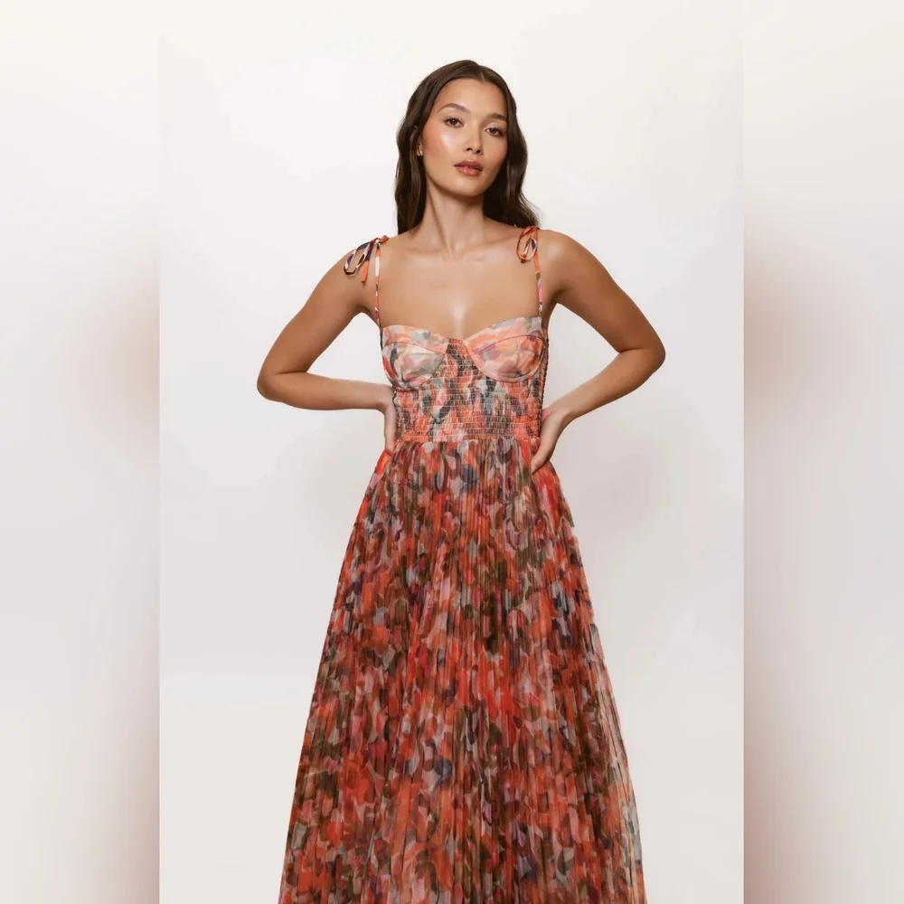 NWOT- Hutch Brianna Dress in Orange Lush Tropical Sz S - Picture 3 of 9